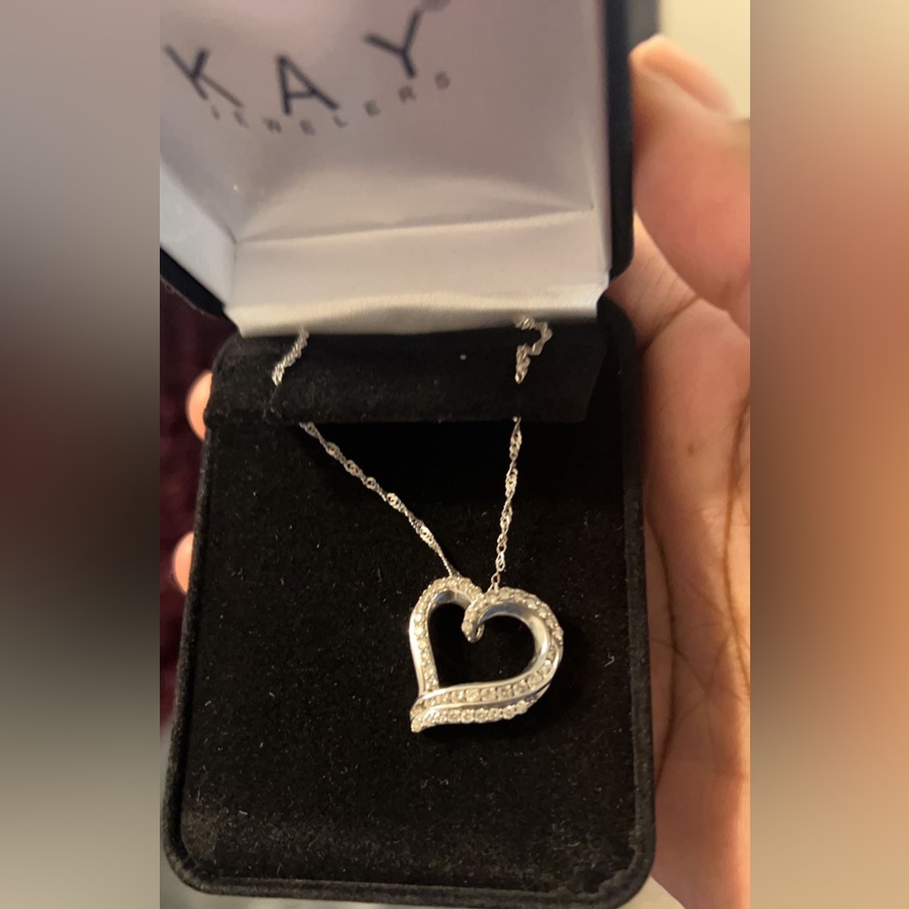 1 CT. T.W. Diamond Double Edge Heart Pendant in 10K White Gold